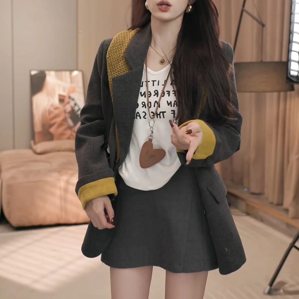 2025秋季新款高级感气质双排扣外套女士韩系重磅百搭长袖上衣