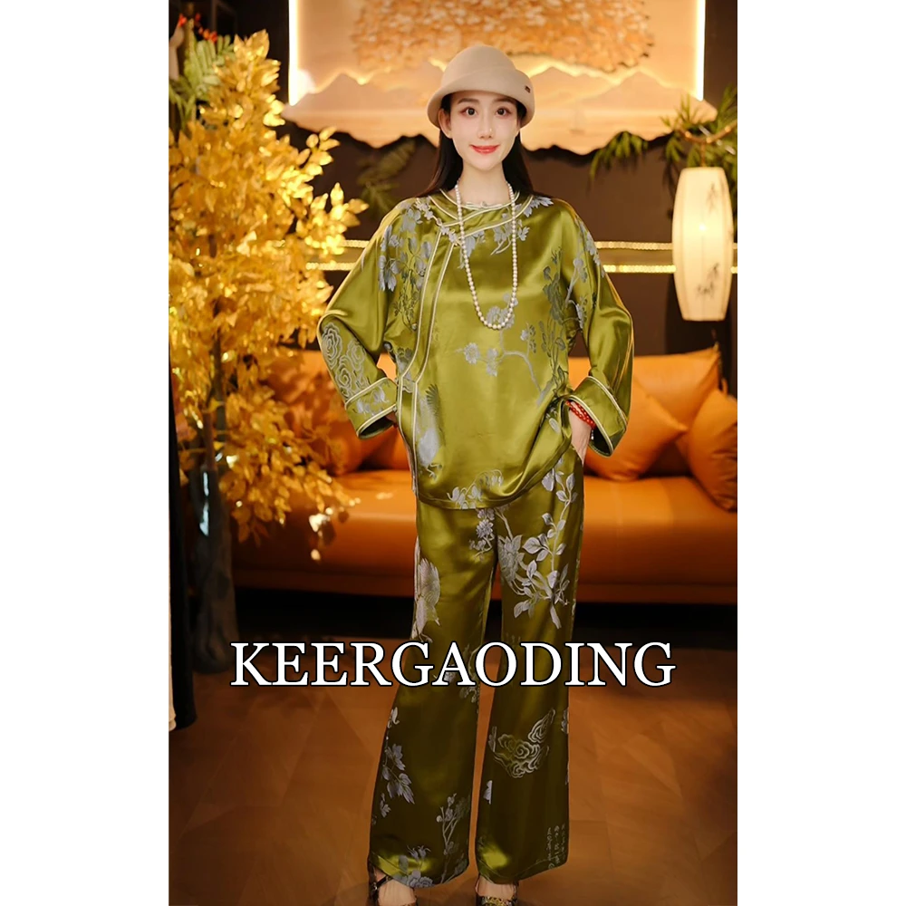 【可儿•高定】高端新中式国风设计师款桑蚕丝老缎长袖上衣JA7137