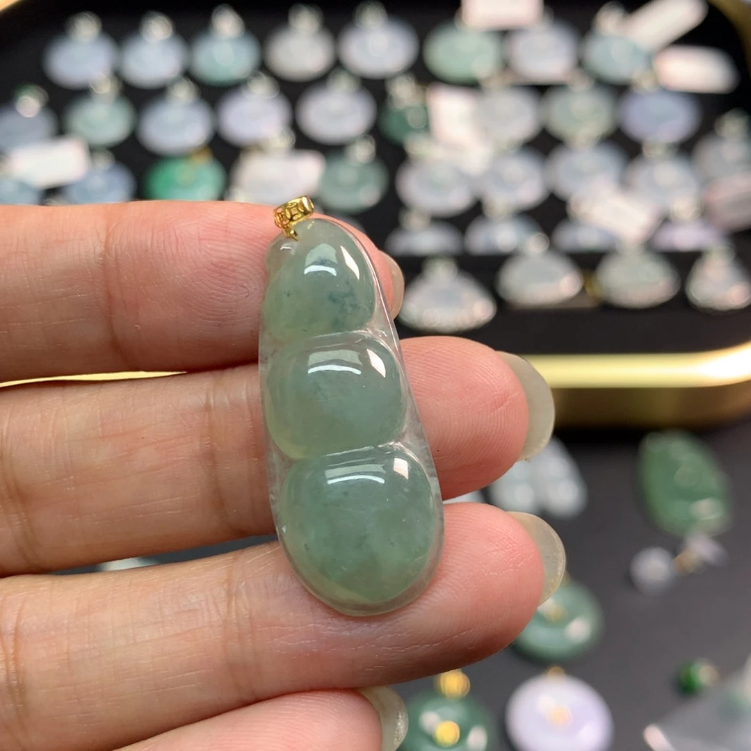 吊坠(不含链)18K金镶嵌翡翠