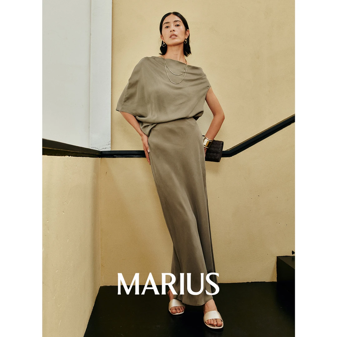 MARIUS铜氨丝系列"冰山套"一体式裁剪上衣休闲裤鱼尾半身裙