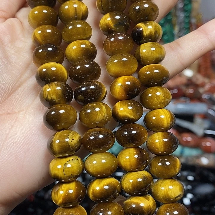 玛瑙/玉髓未镶嵌珠宝半成品A级天然虎眼卡13mm一条