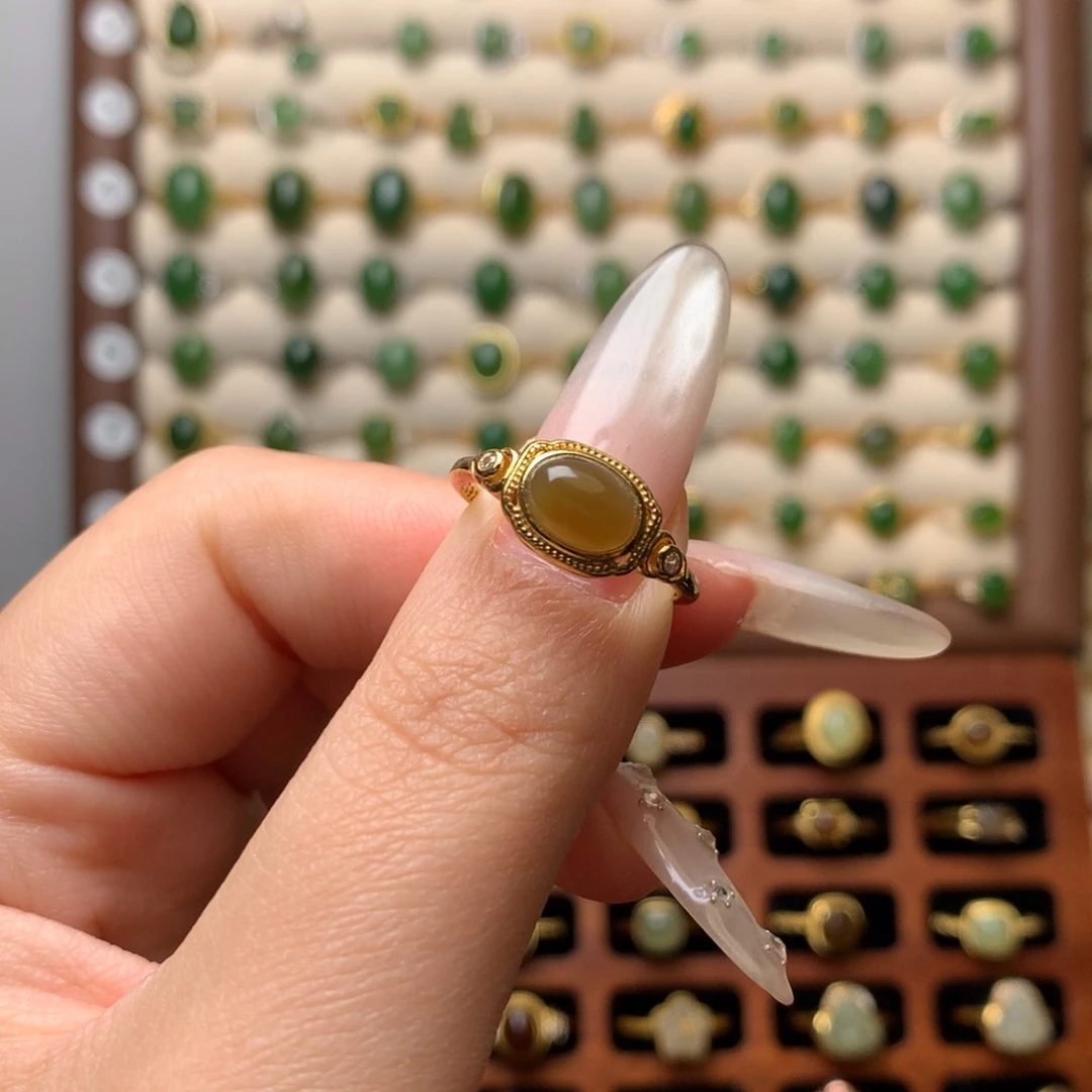 和田玉银S925镶嵌戒指