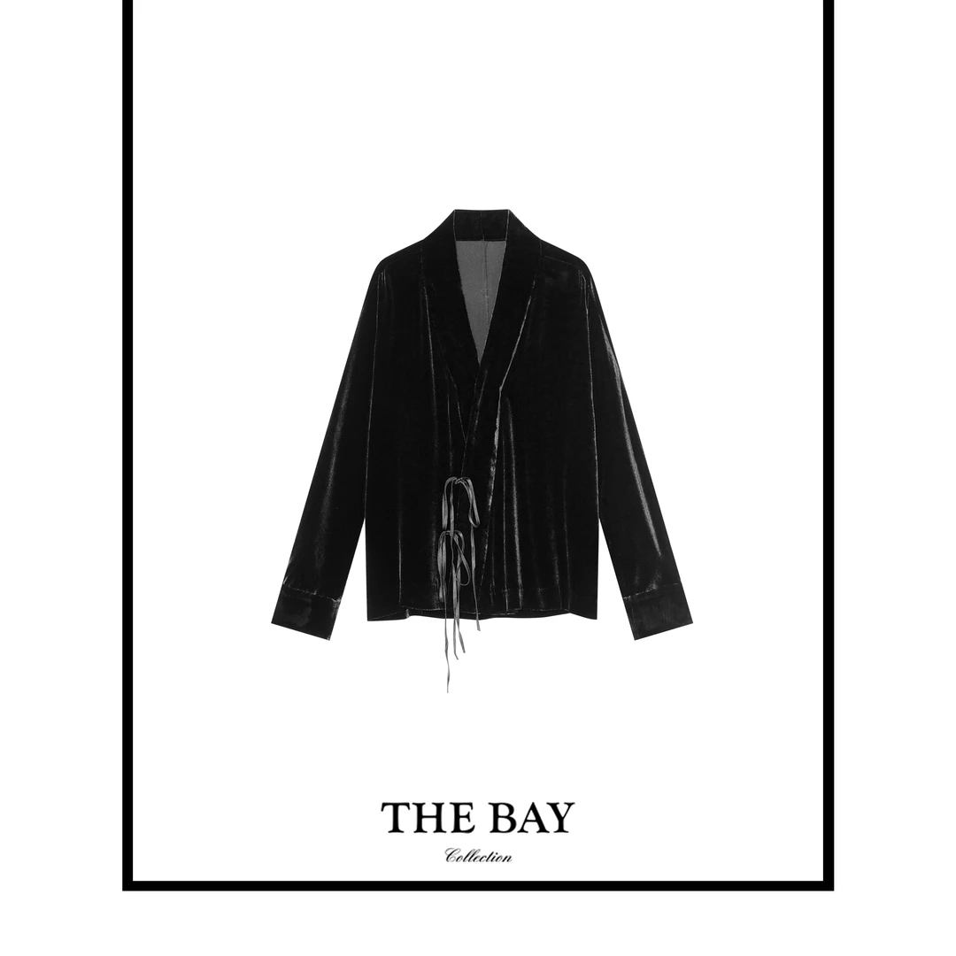 TheBay【则武】复古中式系带丝绒上衣外套XH23098