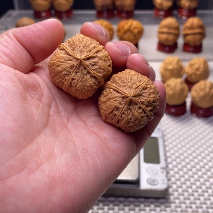 文玩核桃把件35密纹四棱