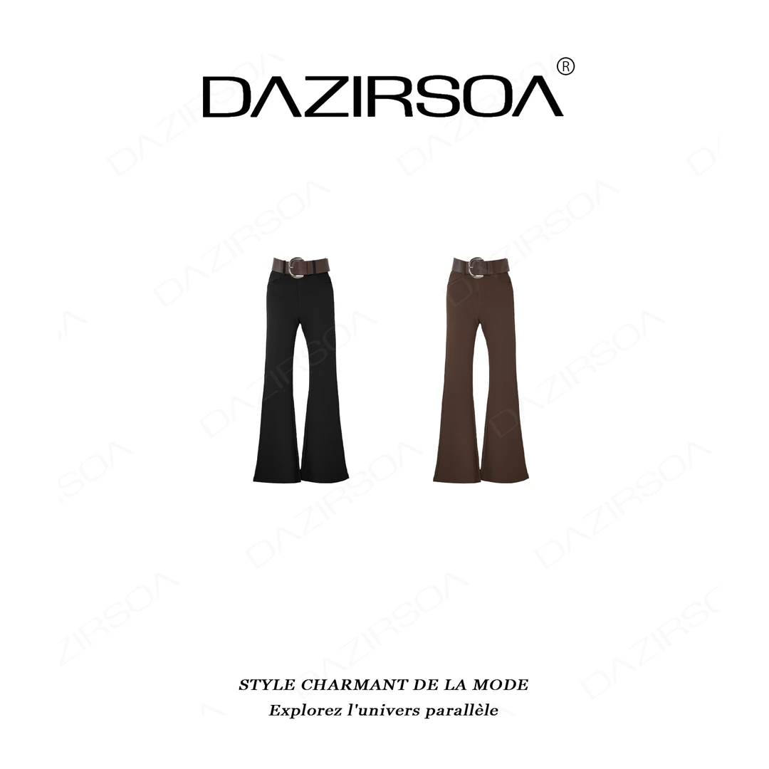 DAZIRSOA/达姿“怀旧风格”时尚百搭复古洋气显瘦喇叭西裤 AB628