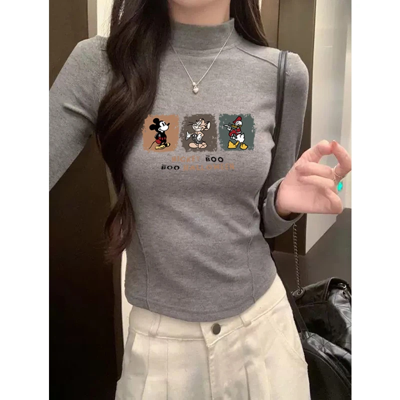 清仓捡漏~德绒半高领修身双面磨毛打底衫长袖女秋冬2025鱼骨体恤