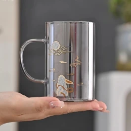 【现货】玉兔望月玻璃办公杯G1064