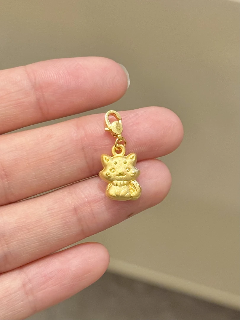 贝贝黄金 足金999 富贵小猫 pet系列 素金 吊坠 102
