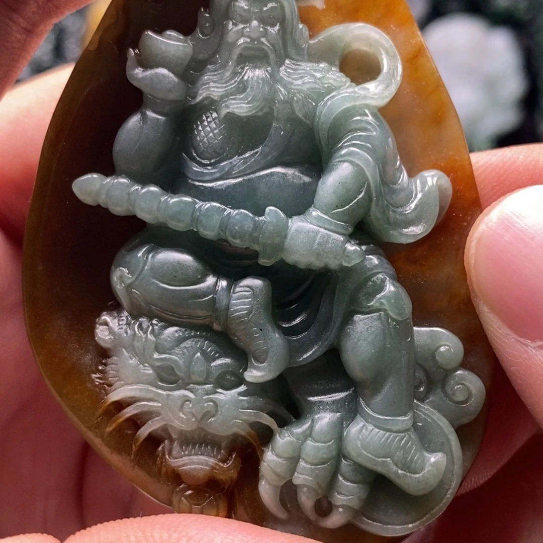 定制翡翠未镶嵌天然翡翠A货赵公明