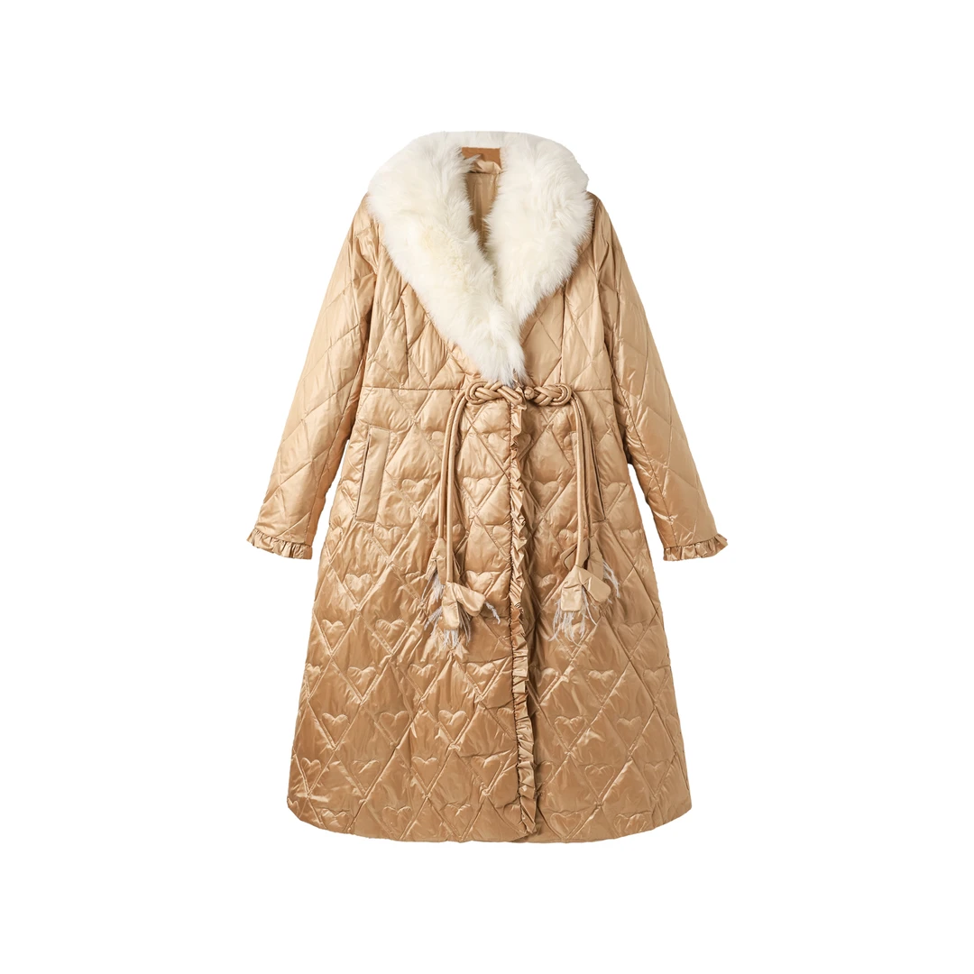 23821-时尚休闲服冬款保暖单排扣带款外套女