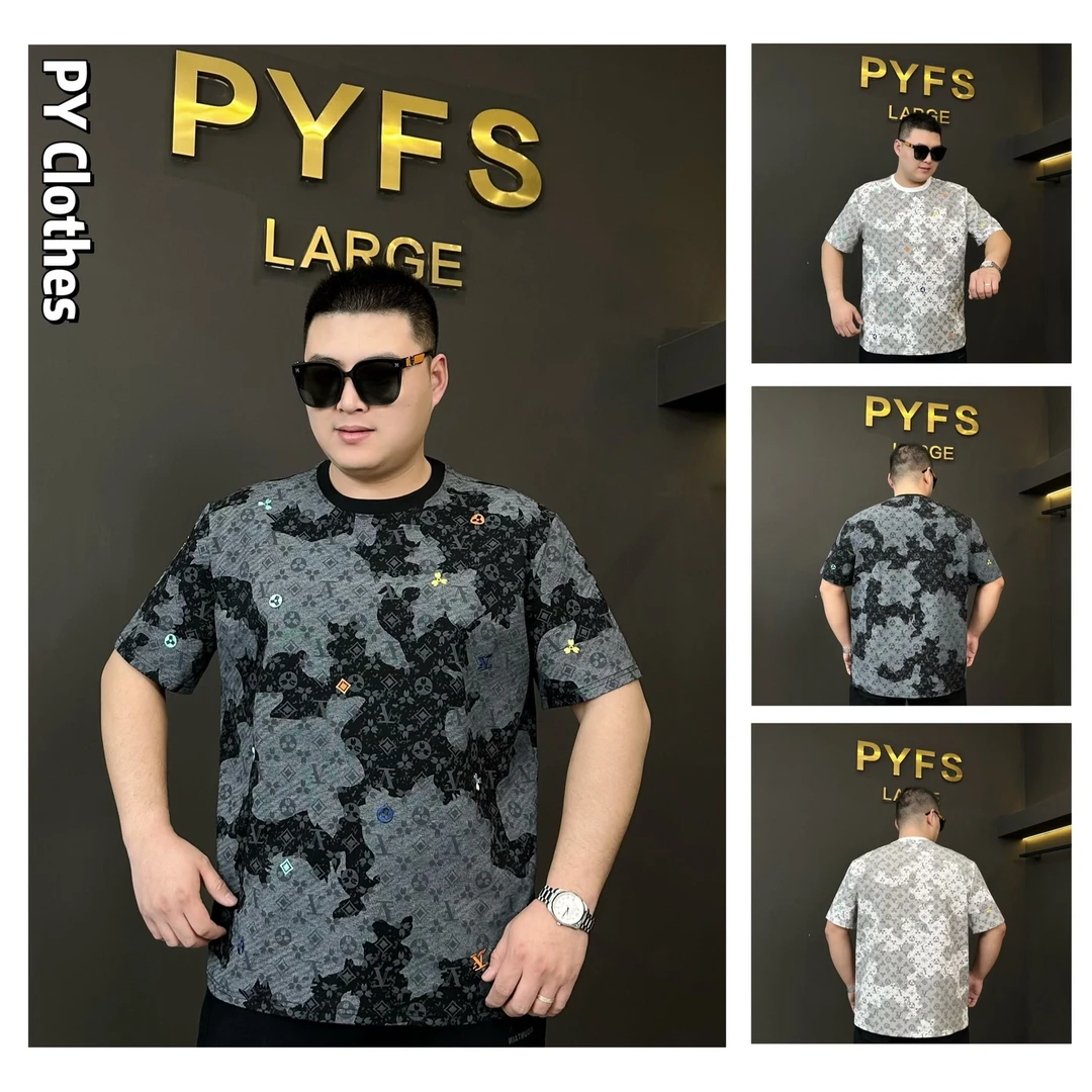 胖语大码男装 2025年春季新款百搭重工扎染渐变潮牌短袖78950#S