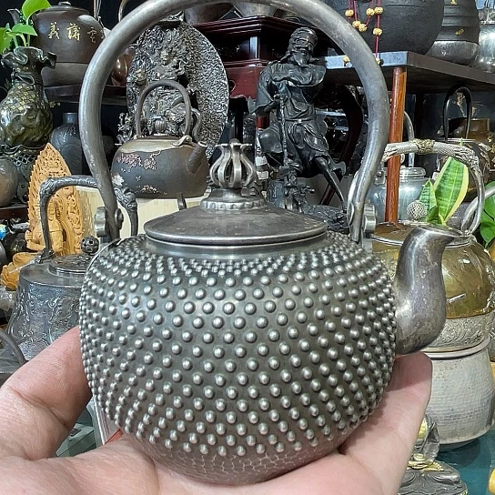 纯银名家作品小提梁银壶