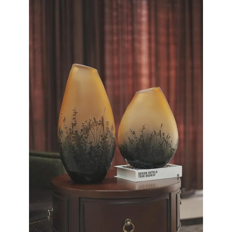 <可清甄选-晴川>手工磨刻高档琉璃花器葛雷系列 多样性发一