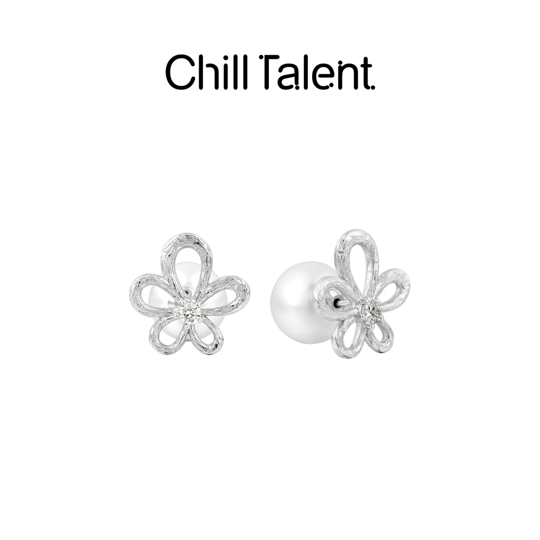 chill talent 铜合金耳饰 【明星同款】花楹手工拉丝纹理耳饰清新