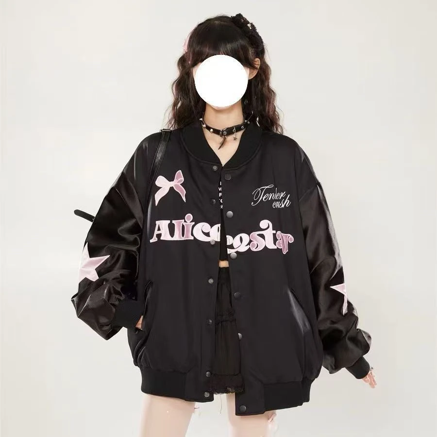 大码胖MM春秋款棒球服短外套甜酷风格甜美外套女秋冬宽松显瘦款式