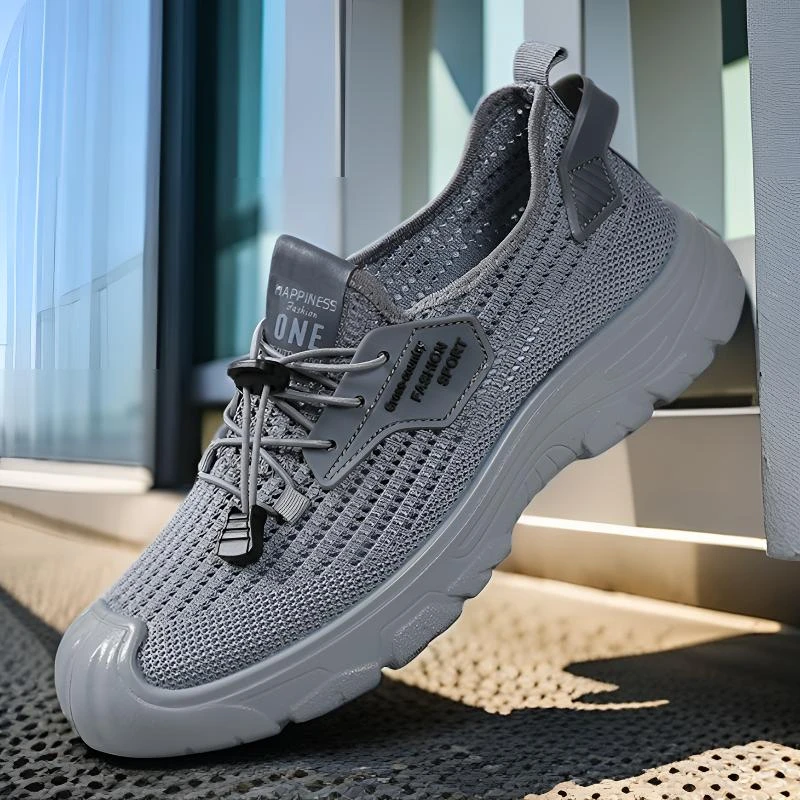 男士网面鞋新款防滑透气松紧带一脚蹬硬汉风秋季休闲潮流男鞋开车