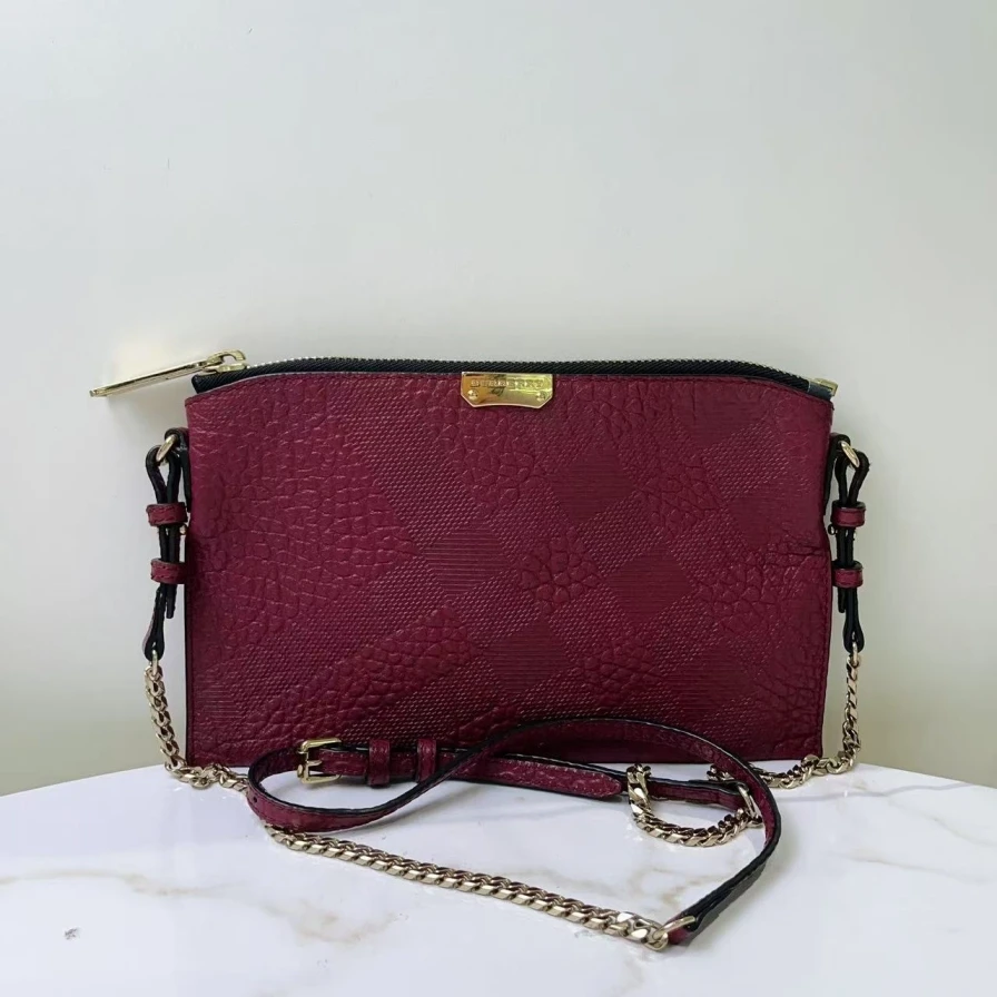 95新 BURBERRY/博柏利 紫色斜挎包 1391 2391