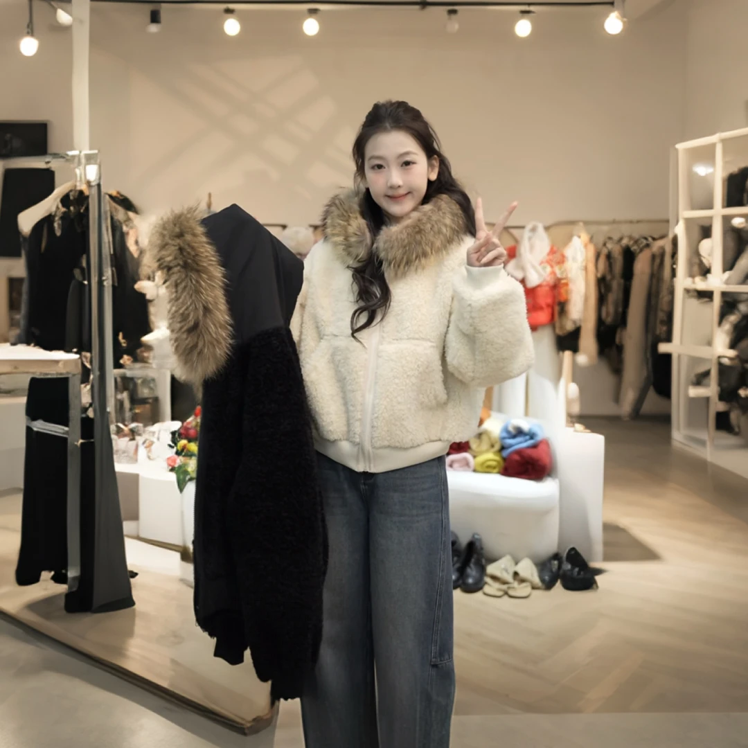闵笑一【雪松暖炉】新款毛领温柔显瘦气质设计感休闲厚外套上衣
