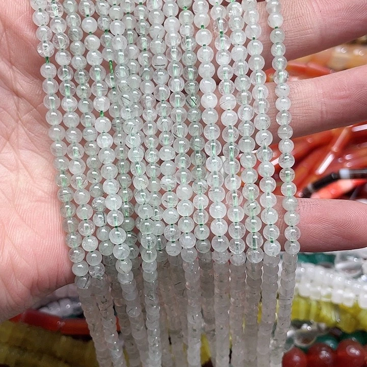 玛瑙/玉髓珠宝半成品未镶嵌一条4mm绿发晶