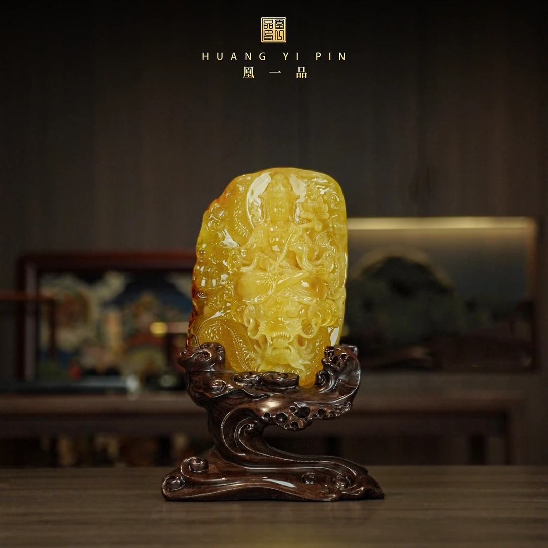 【凰一品】俄料蜜蜡观音摆件