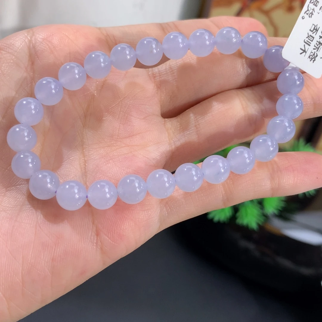 翡翠未镶嵌手串卡7冰胶紫手串