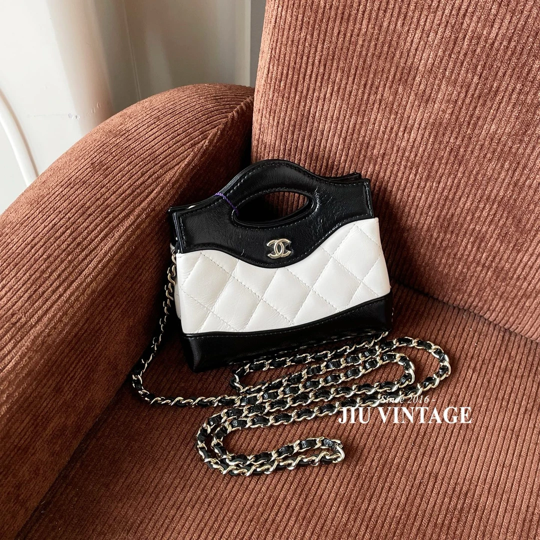 99新 Chanel/香奈儿 24B黑白拼色熊猫31bag超mini JM14TH79-0001