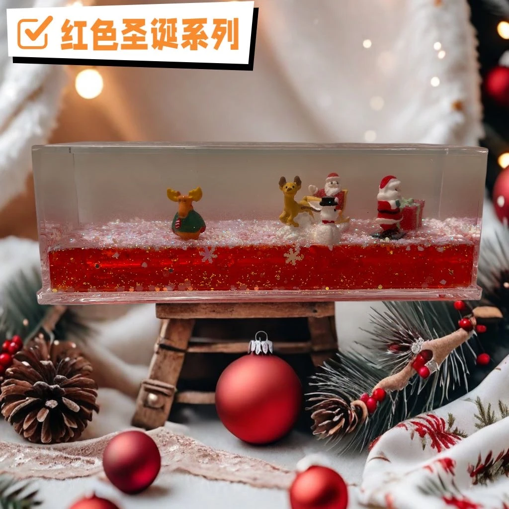 圣诞款大长条可爱卡通油滴液体流沙摆件桌面装饰创意礼品手工