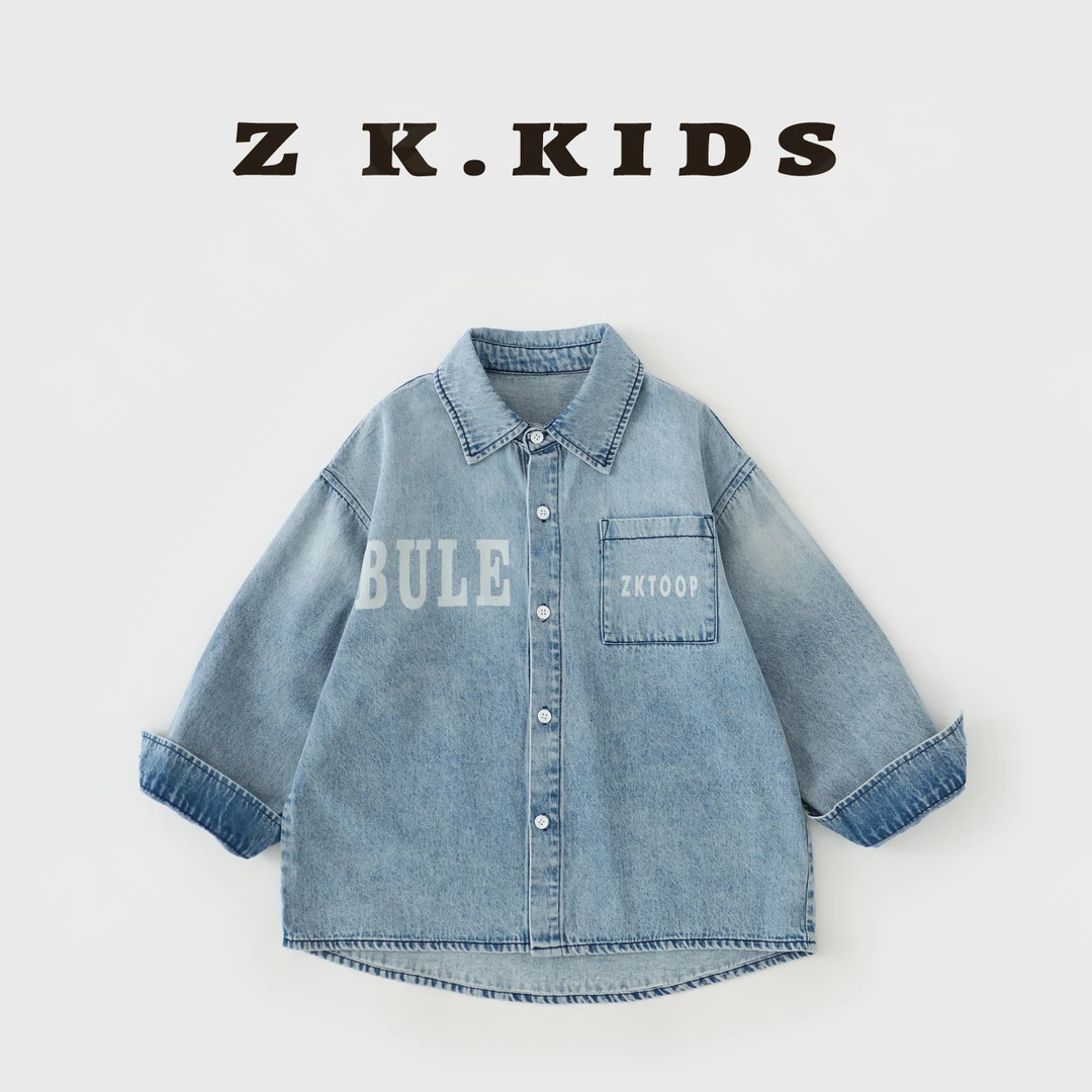 【Z&K】春秋款长袖时尚休闲品牌百搭舒适儿童衬衫洋气简约Zk-72919