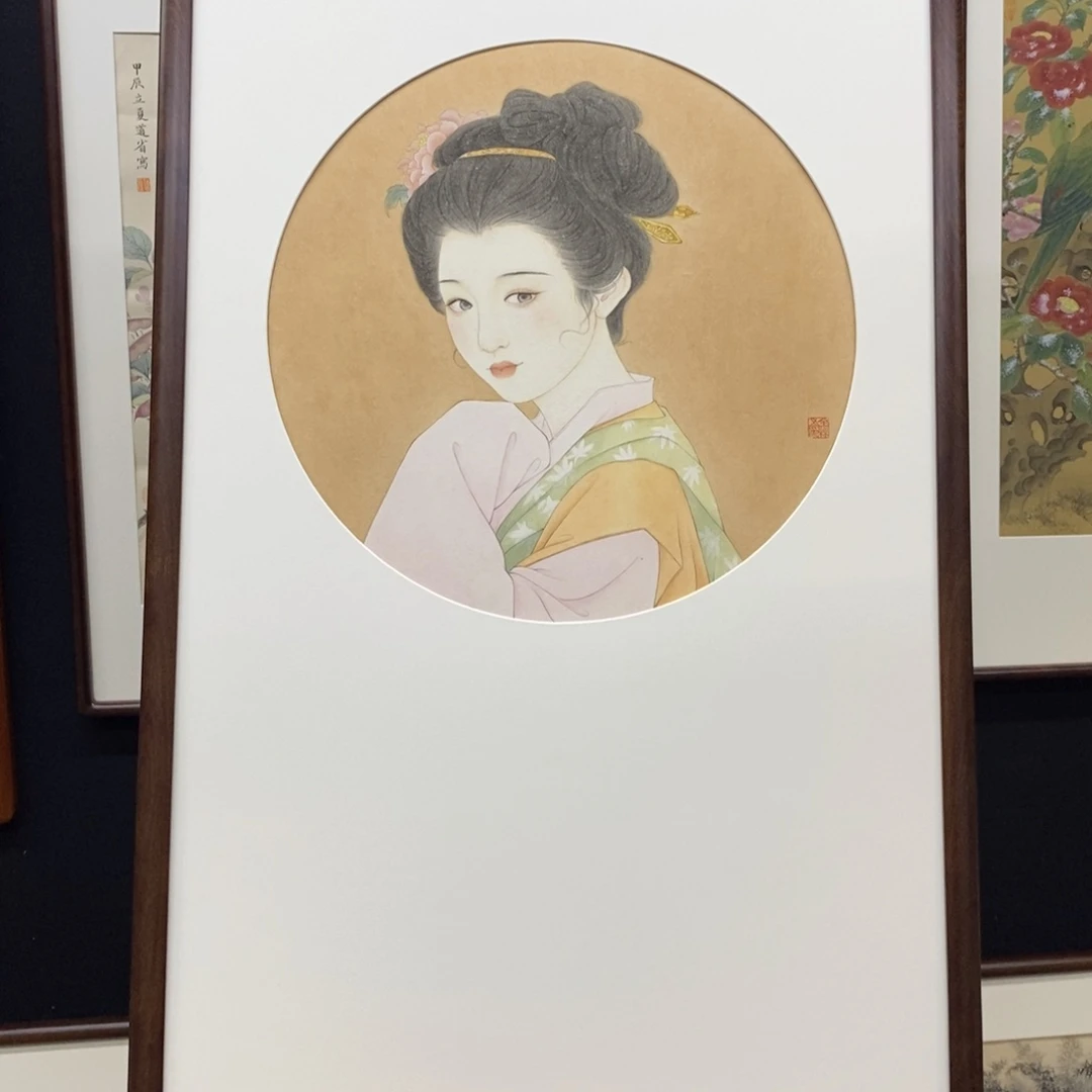 国画手绘工笔人物山水精品，带框包邮，全林
