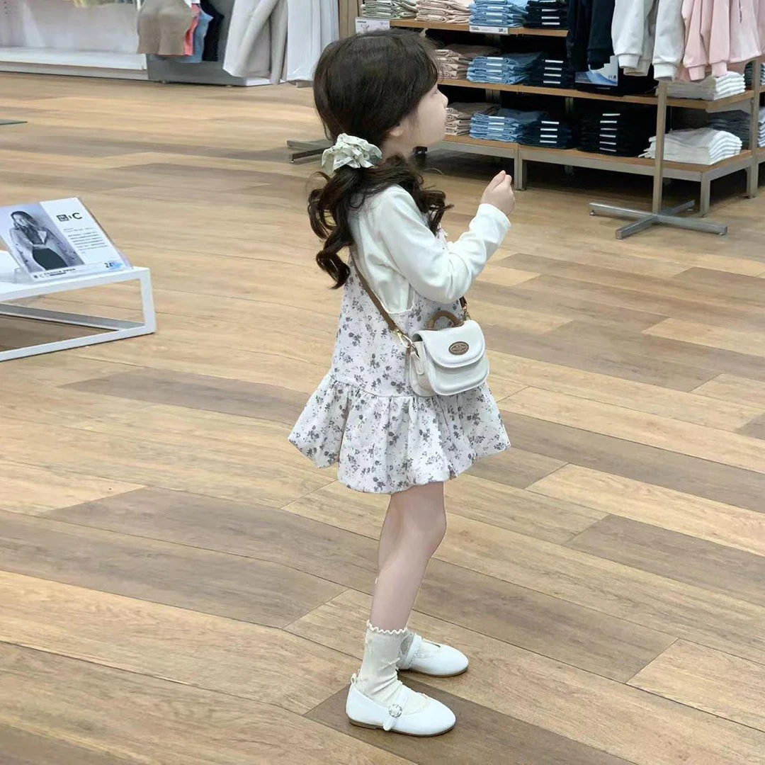 女童套装2025甜美春装新款碎花背带两件套宝宝洋气可爱爆款春秋款