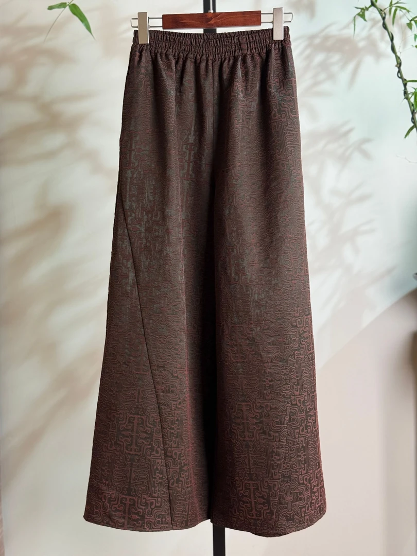 新中式天丝提花裤子