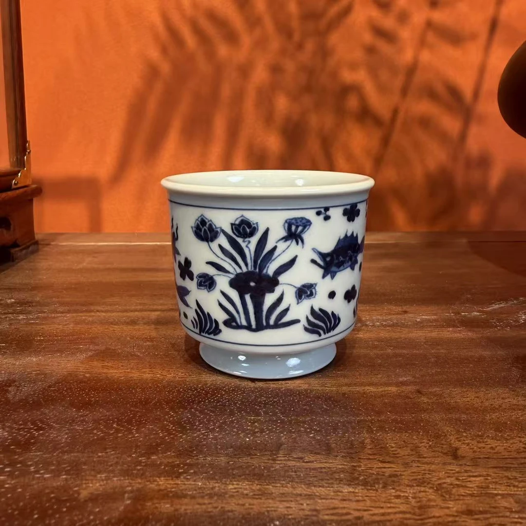 【非遗好物】古县衙青花鱼藻马蹄杯（FMXYZ001）