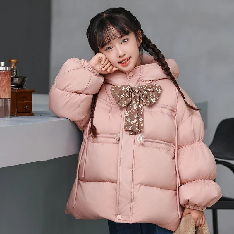 新品女童羽绒服女宝冬装冬季儿童加厚洋气外套宝宝连帽保暖棉袄