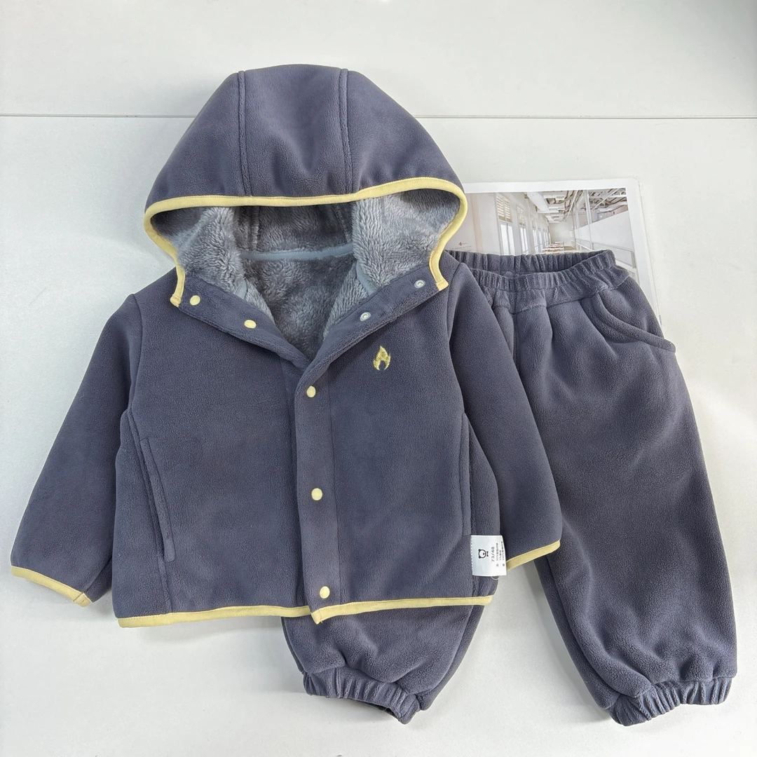 【柏莉绒加绒套装】【大暖炉】婴儿童上衣服男童宝宝开衫外春装秋季KK