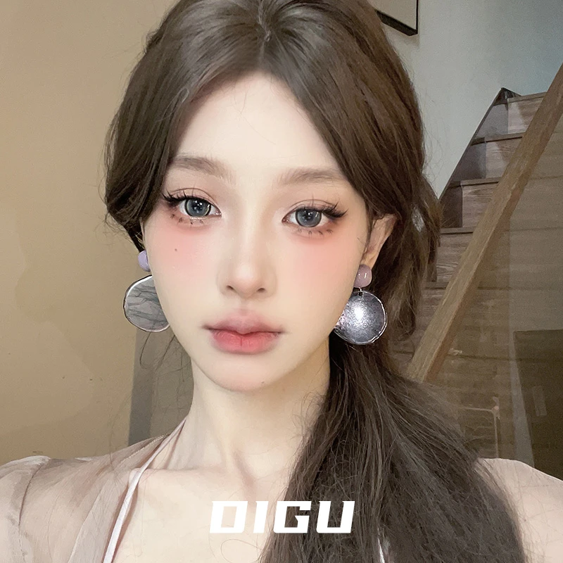 合金耳饰 夏季个性耳环女小众设计感气质百搭海边耳环紫色耳坠