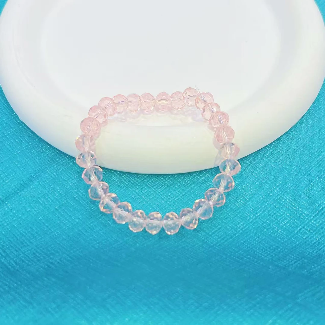 彩虹色帕帕拉恰纯晶体琉璃烟花切手串D015