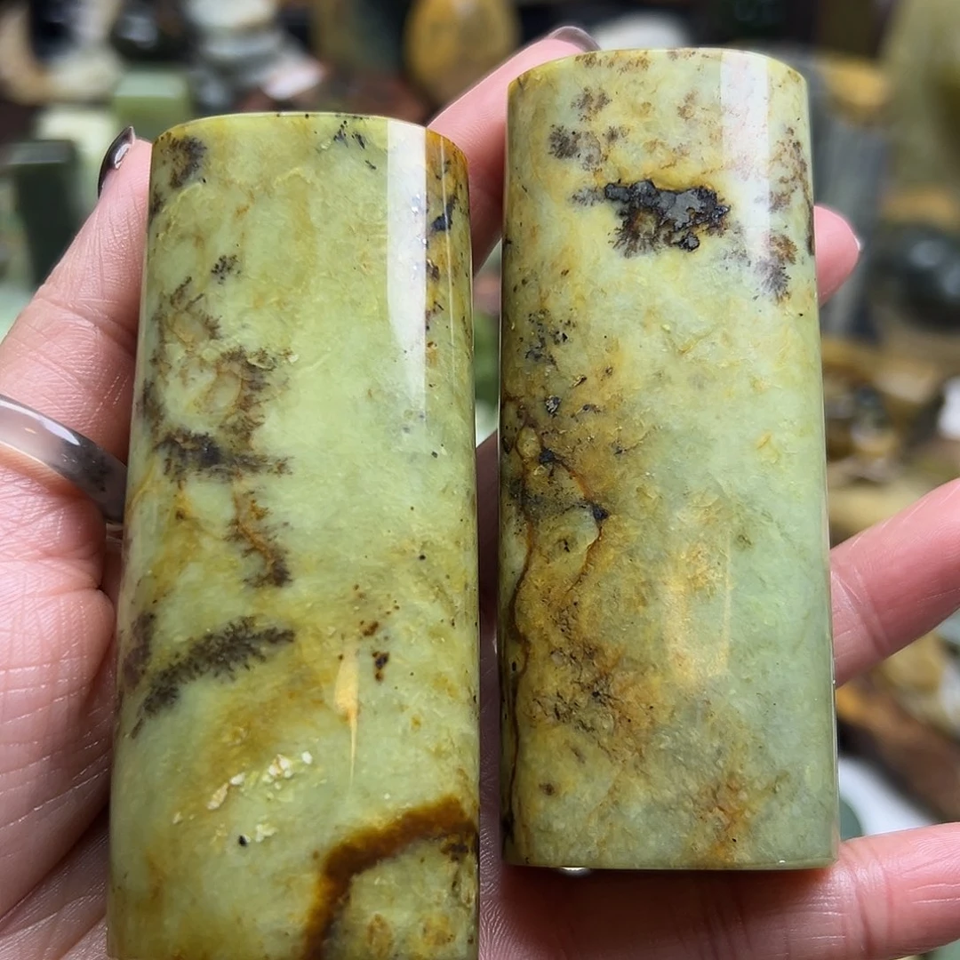 岫玉未镶嵌颈饰花玉水草手玩印章也可以