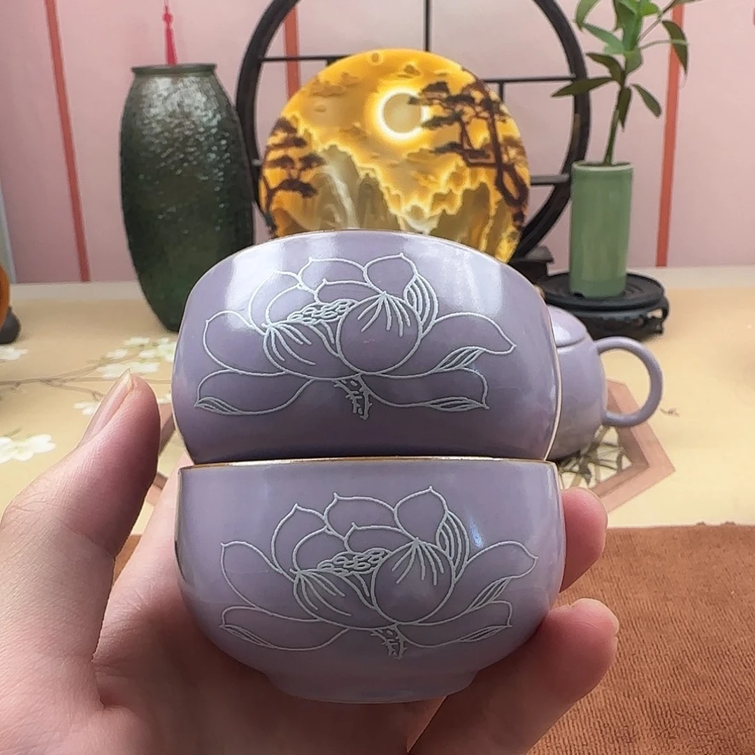 紫罗兰银莲花罗汉杯两只装