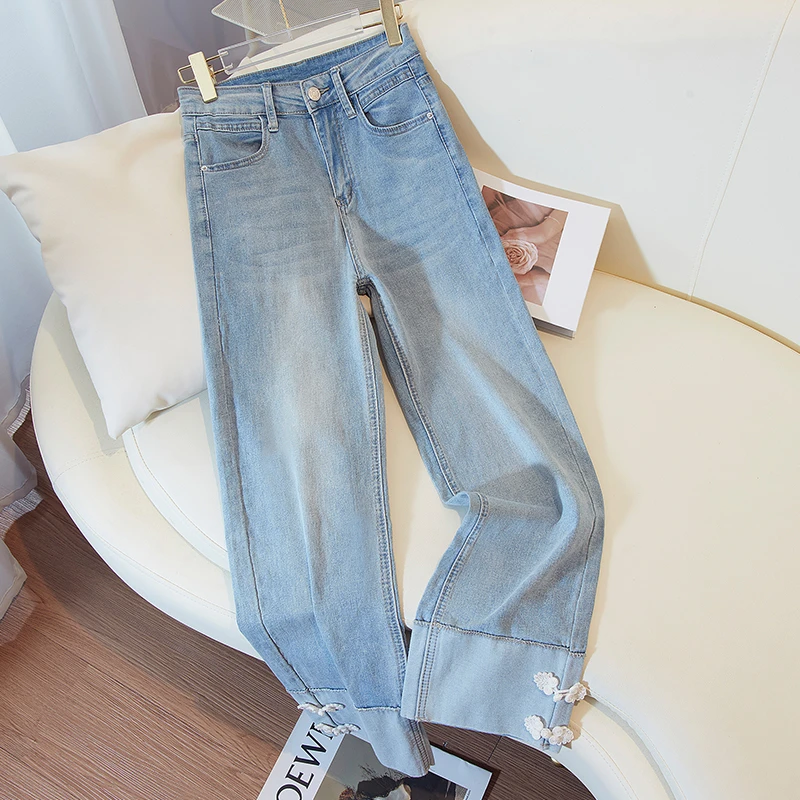 九分直筒牛仔裤女春季2025新款高腰显瘦小个子百搭法棍韩版烟管裤