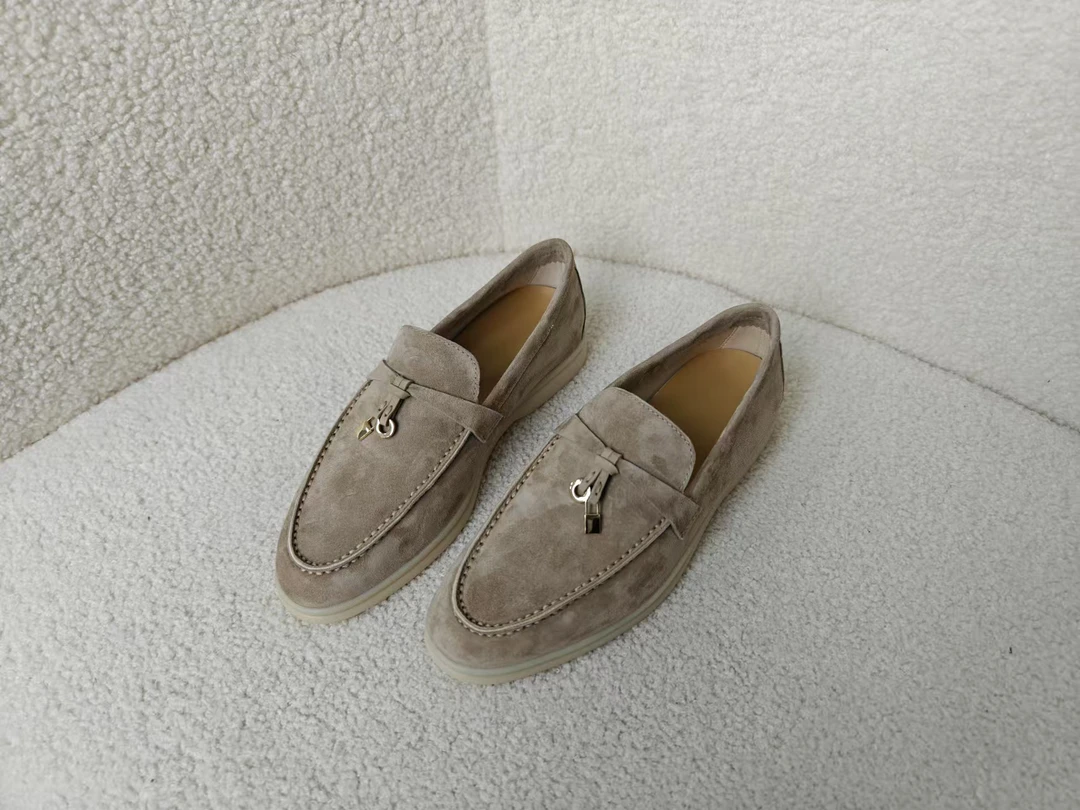 老王甄选 时尚简约百搭里外里羊皮超舒适女士低跟平底乐福鞋