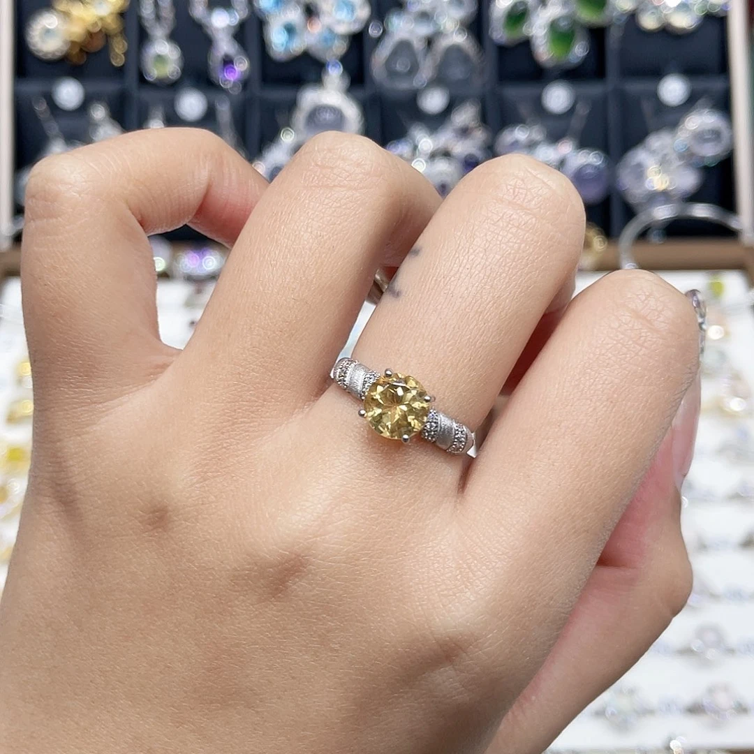 佳***a银S925镶嵌戒指黄晶