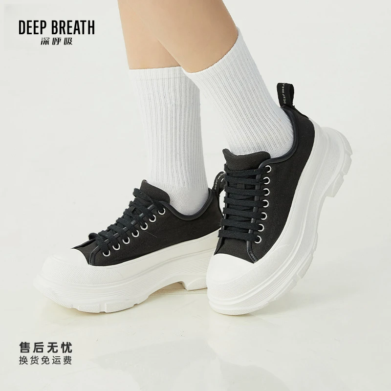 DEEP BREATH深呼吸女鞋夏低帮帆布鞋绑带休闲鞋AX12179