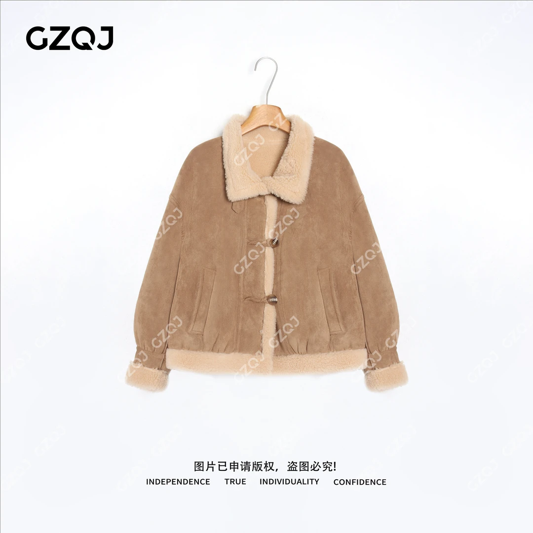 老琴私服【轻暖边界】琥珀流光风100绵羊毛韩版外套女冬季新款 3559