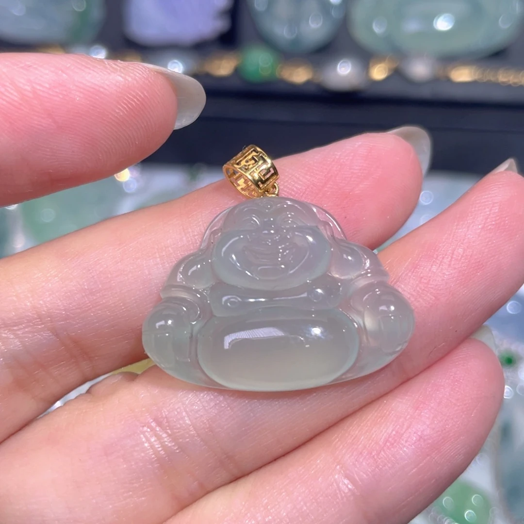 颈饰18K金镶嵌翡翠翡翠