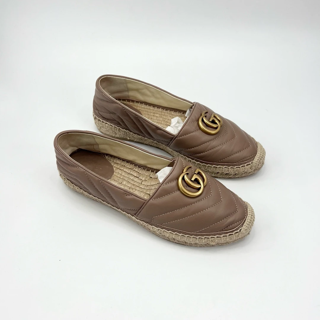 95新 GUCCI/古驰 37.5码/裸色渔夫鞋/pp426134