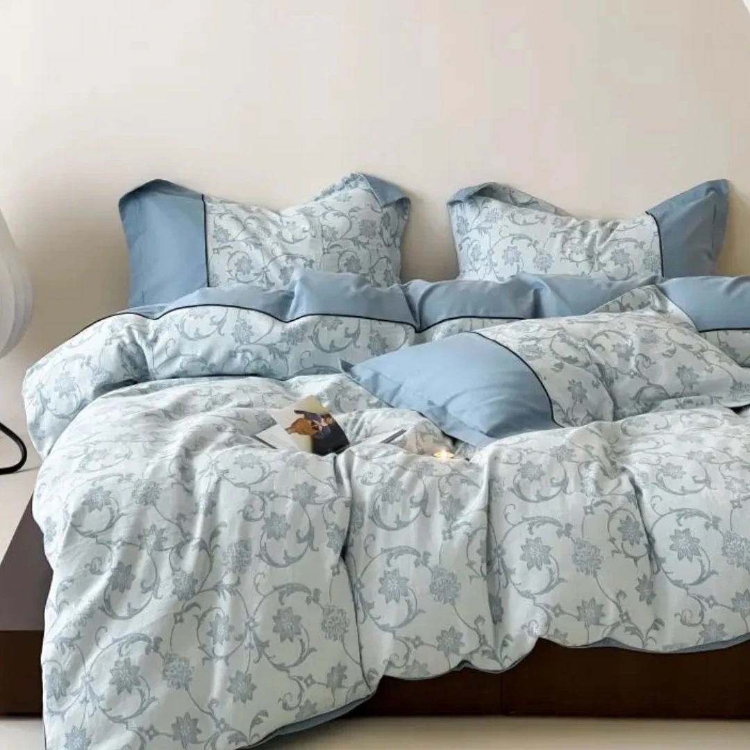 【100%棉】全棉水洗棉纯棉针织提花宿舍男生纯色a类四件套床品