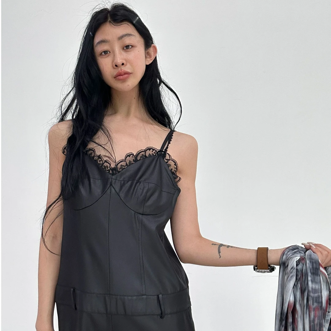 VIVISPLENDID20169#（定制款NO退NO换）蕾丝边可调节重工背带裤