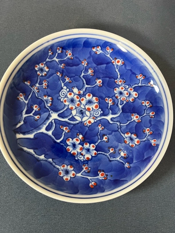 景德镇陶瓷红稀土冰梅茶托