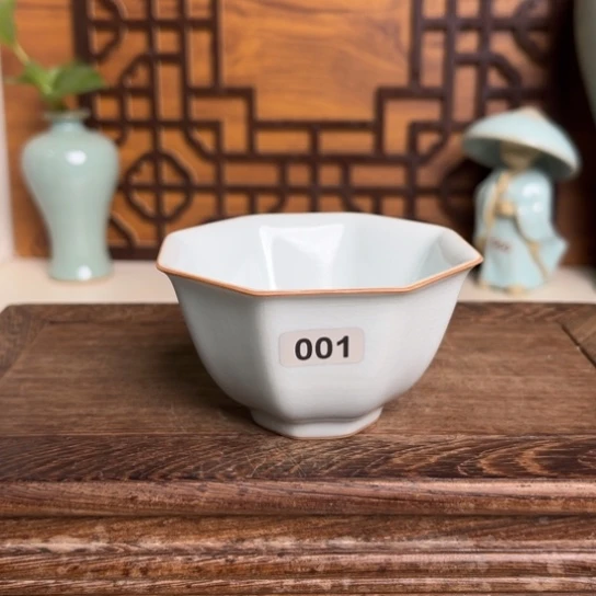 杯001月白釉八方杯福利款