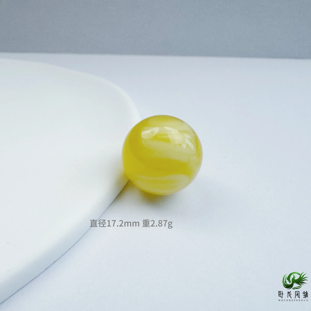 俄料金瓷白蜜蜡圆珠  17.2mm